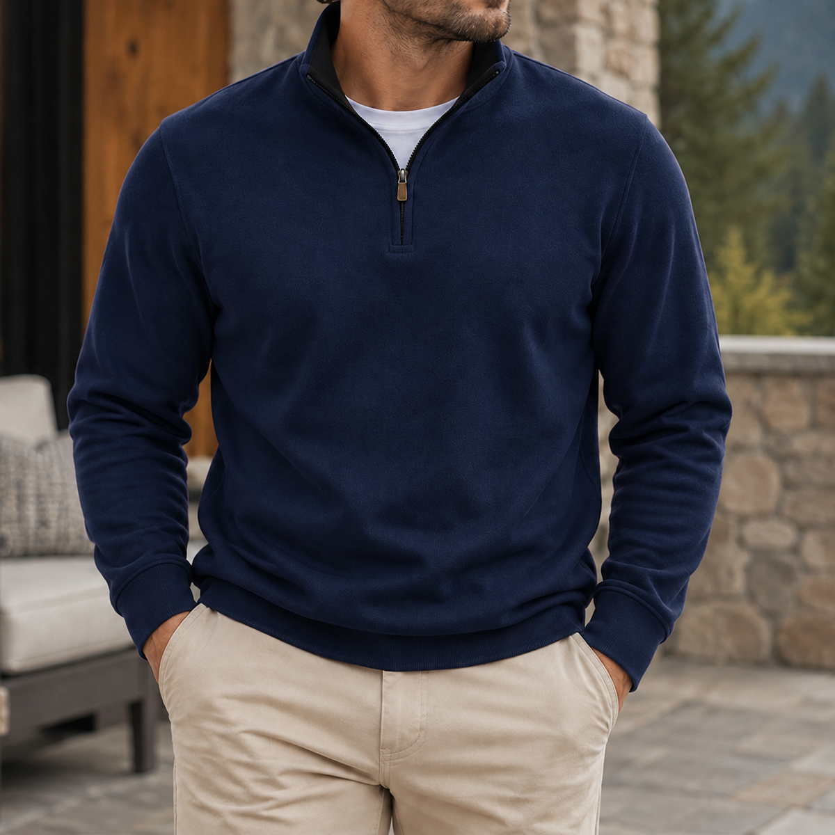MIVANITY Men's Classic Quarter-Zip Pullover Sweatshirt