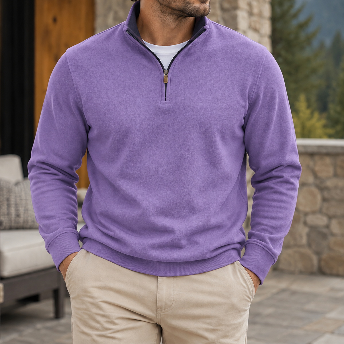 MIVANITY Men's Classic Quarter-Zip Pullover Sweatshirt