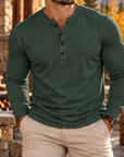 MIVANITY Men's Oakridge Classic Henley Long Sleeve Shirt