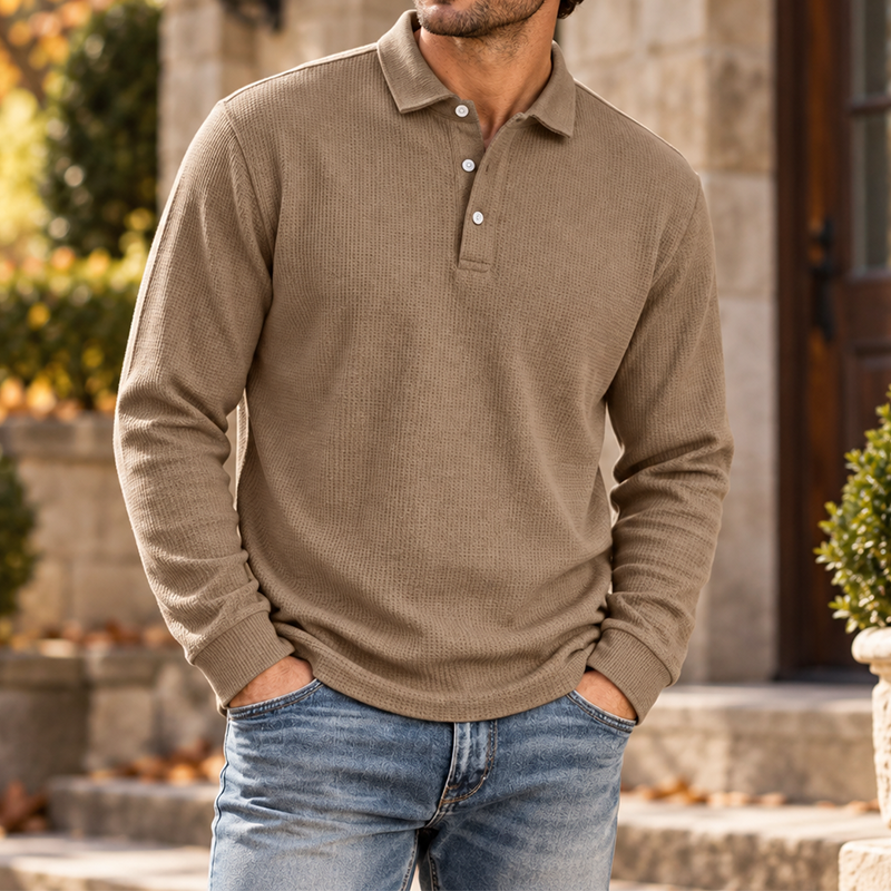 MIVANITY Men's Ridgeway Textured Knit Polo Shirt