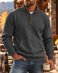 MIVANITY Men's Ridgewood Waffle Knit Henley Hoodie Long Sleeve Shirt