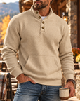 MIVANITY Men's Ridgewood Waffle Knit Henley Hoodie Long Sleeve Shirt