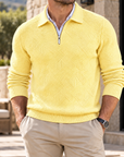 MIVANITY Men's Textured Geometric Quarter-Zip Knit Pullover
