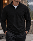 MIVANITY Men's Textured Quarter-Zip Casual Pullover