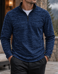 MIVANITY Men's Textured Quarter-Zip Casual Pullover