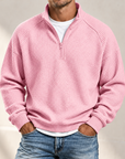 MIVANITY Men's Textured Waffle-Knit Quarter-Zip Pullover