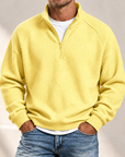 MIVANITY Men's Textured Waffle-Knit Quarter-Zip Pullover