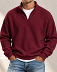 MIVANITY Men's Textured Waffle-Knit Quarter-Zip Pullover