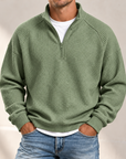 MIVANITY Men's Textured Waffle-Knit Quarter-Zip Pullover