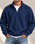 MIVANITY Men's Textured Waffle-Knit Quarter-Zip Pullover