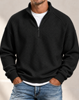 MIVANITY Men's Textured Waffle-Knit Quarter-Zip Pullover