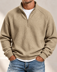 MIVANITY Men's Textured Waffle-Knit Quarter-Zip Pullover