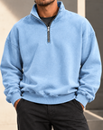 MIVANITY Men's Vintage-Wash Quarter-Zip Sweatshirt