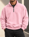 MIVANITY Men's Vintage-Wash Quarter-Zip Sweatshirt