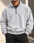 MIVANITY Men's Vintage-Wash Quarter-Zip Sweatshirt