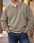 MIVANITY Men’s Westbrook Ribbed Henley Long Sleeve Shirt