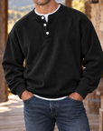 MIVANITY Men’s Westbrook Ribbed Henley Long Sleeve Shirt