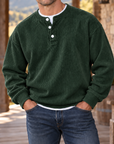 MIVANITY Men’s Westbrook Ribbed Henley Long Sleeve Shirt