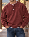 MIVANITY Men’s Westbrook Ribbed Henley Long Sleeve Shirt