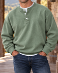 MIVANITY Men’s Westbrook Ribbed Henley Long Sleeve Shirt