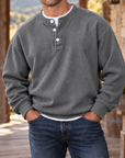 MIVANITY Men’s Westbrook Ribbed Henley Long Sleeve Shirt