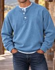 MIVANITY Men’s Westbrook Ribbed Henley Long Sleeve Shirt