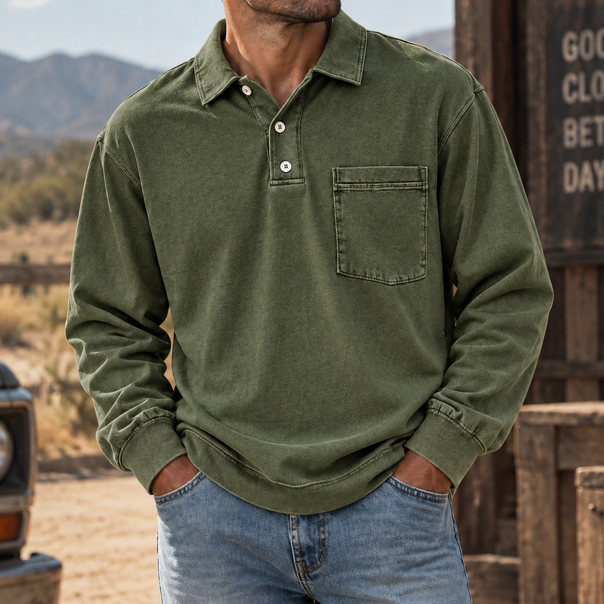 MIVANITY Vintage Forge Henley Shirt Rugged Heritage Style With Everyday Comfort