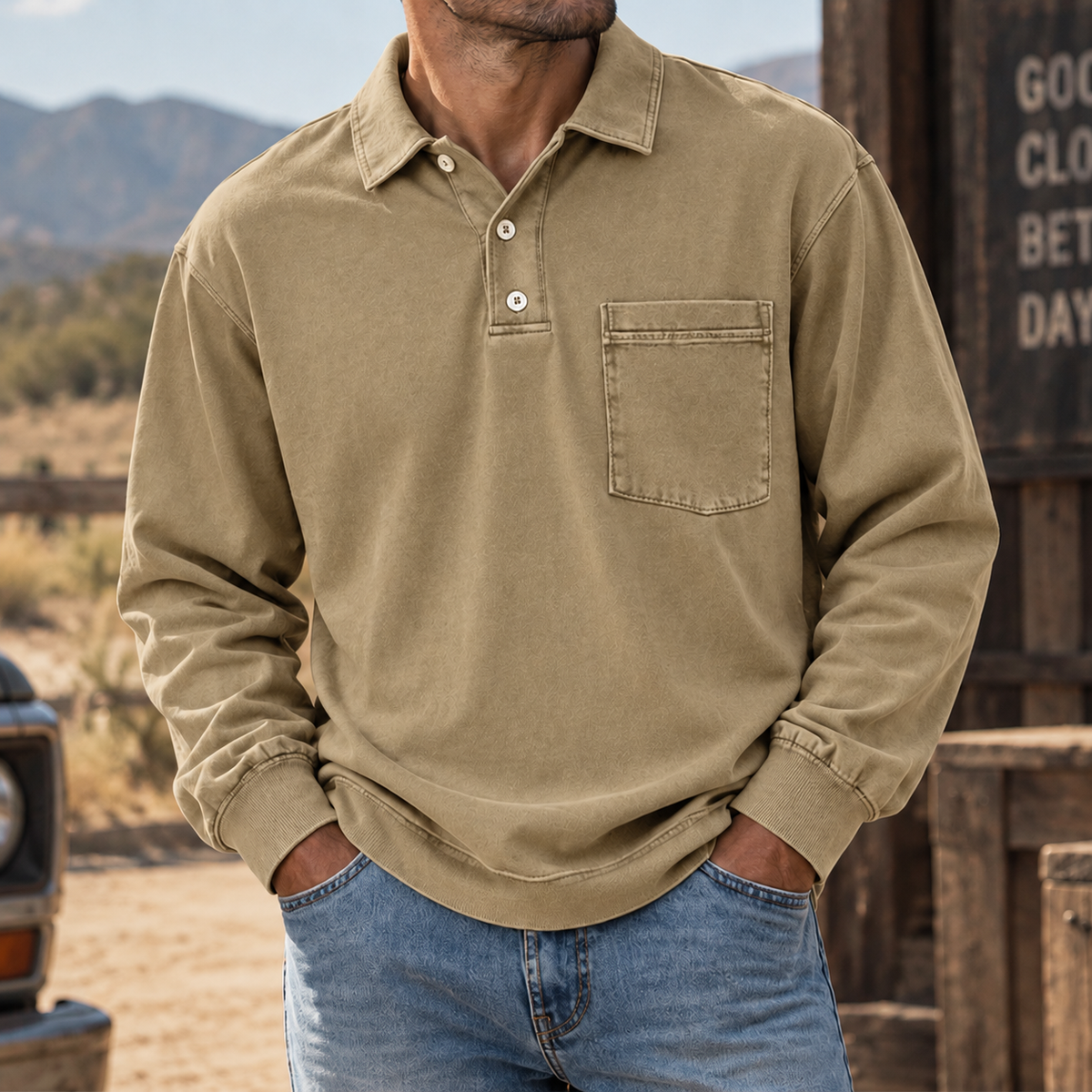 MIVANITY Vintage Forge Henley Shirt Rugged Heritage Style With Everyday Comfort