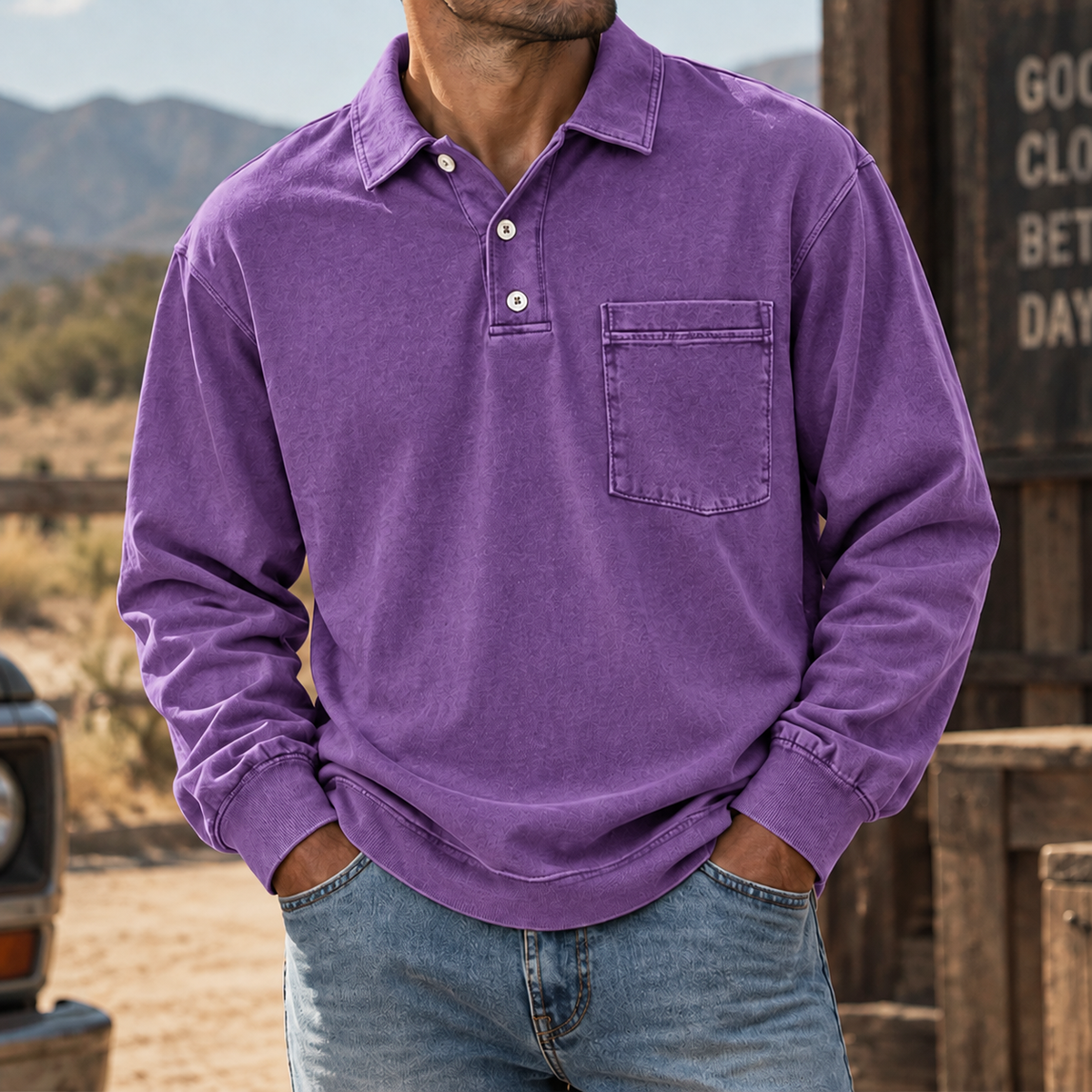 MIVANITY Vintage Forge Henley Shirt Rugged Heritage Style With Everyday Comfort