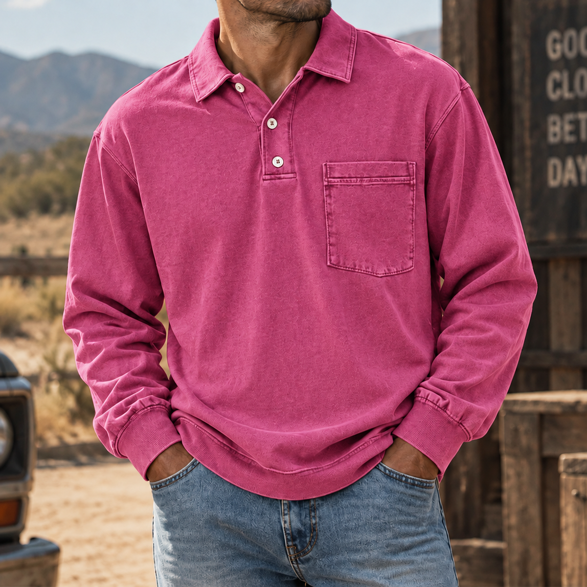 MIVANITY Vintage Forge Henley Shirt Rugged Heritage Style With Everyday Comfort