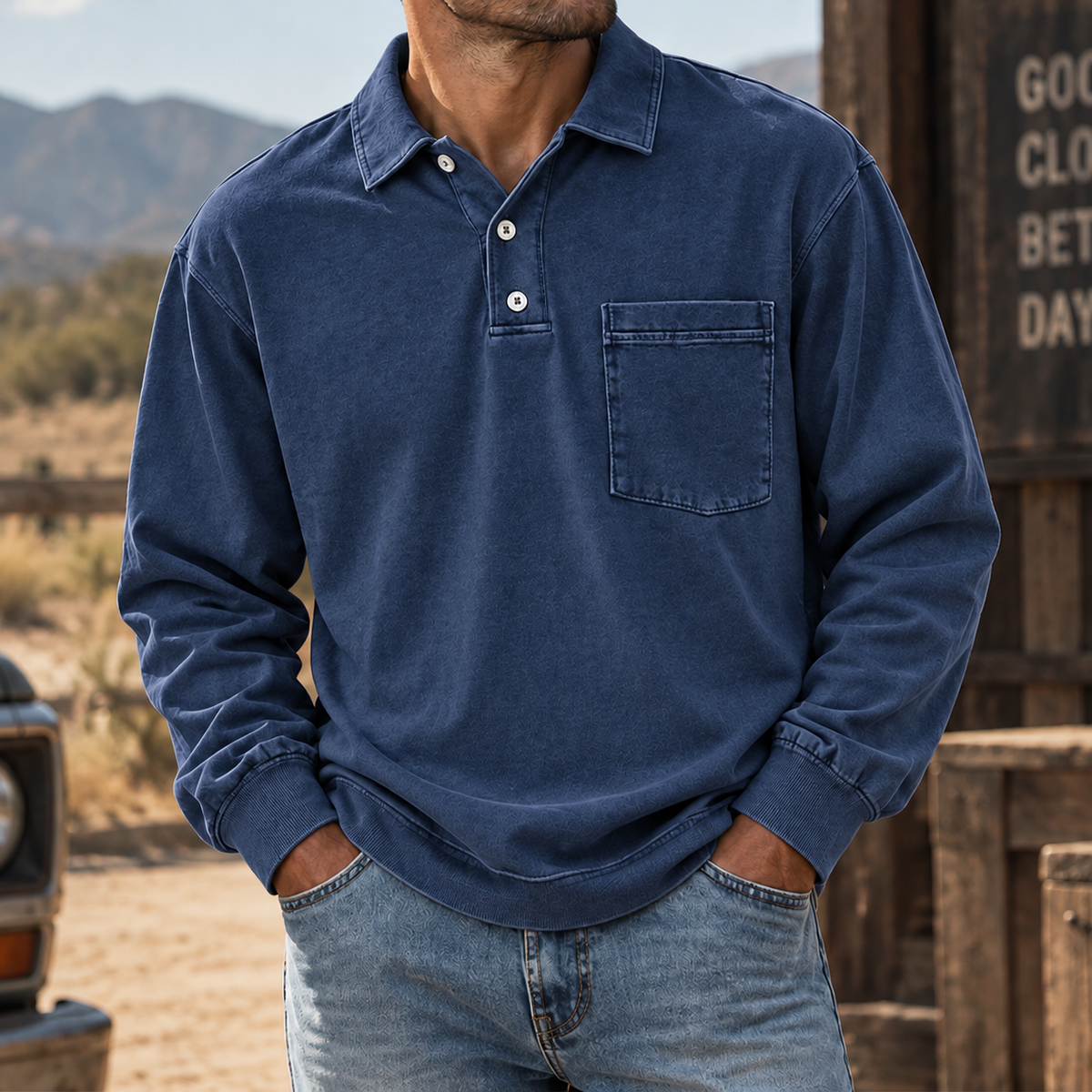 MIVANITY Vintage Forge Henley Shirt Rugged Heritage Style With Everyday Comfort