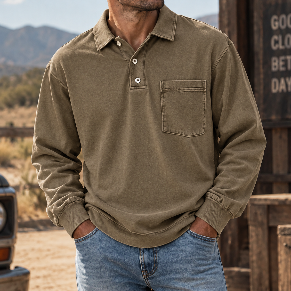 MIVANITY Vintage Forge Henley Shirt Rugged Heritage Style With Everyday Comfort