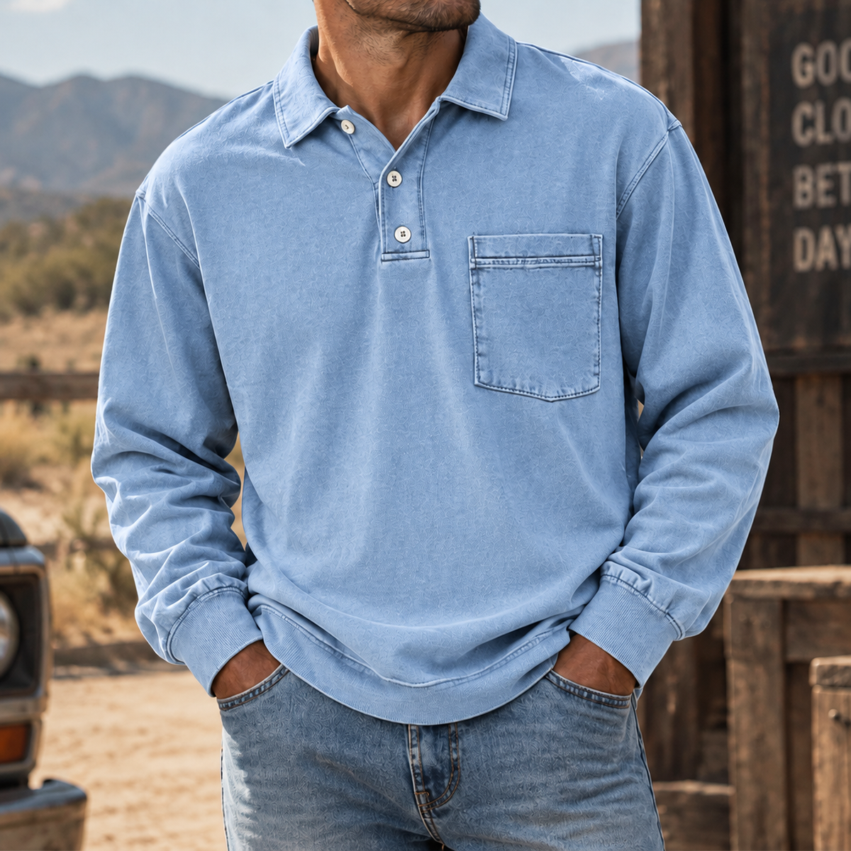 MIVANITY Vintage Forge Henley Shirt Rugged Heritage Style With Everyday Comfort