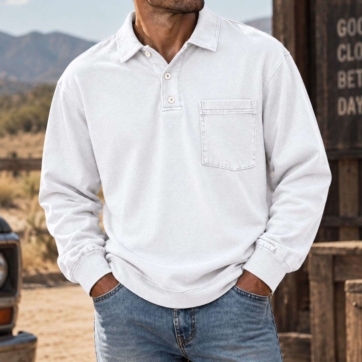 MIVANITY Vintage Forge Henley Shirt Rugged Heritage Style With Everyday Comfort