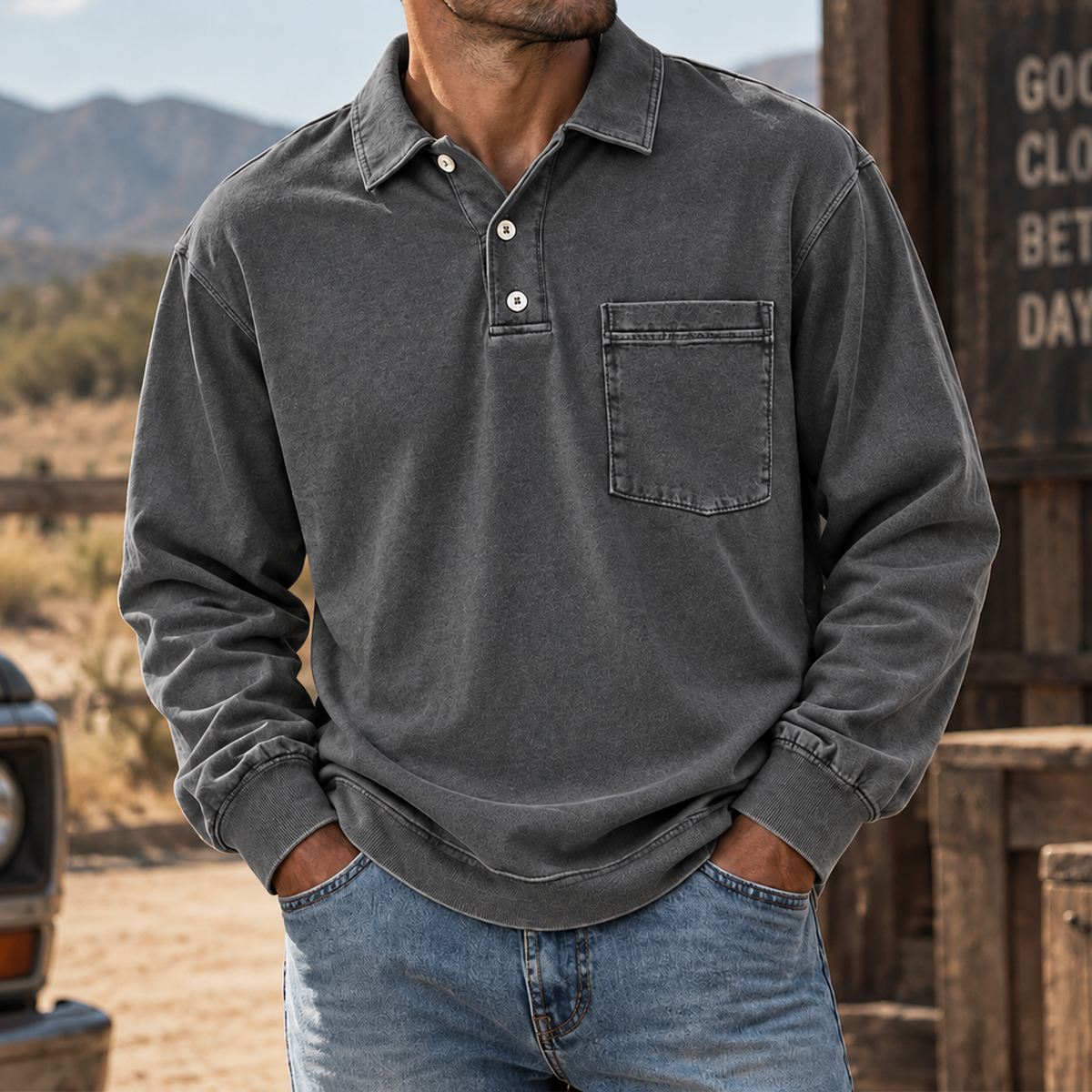 MIVANITY Vintage Forge Henley Shirt Rugged Heritage Style With Everyday Comfort