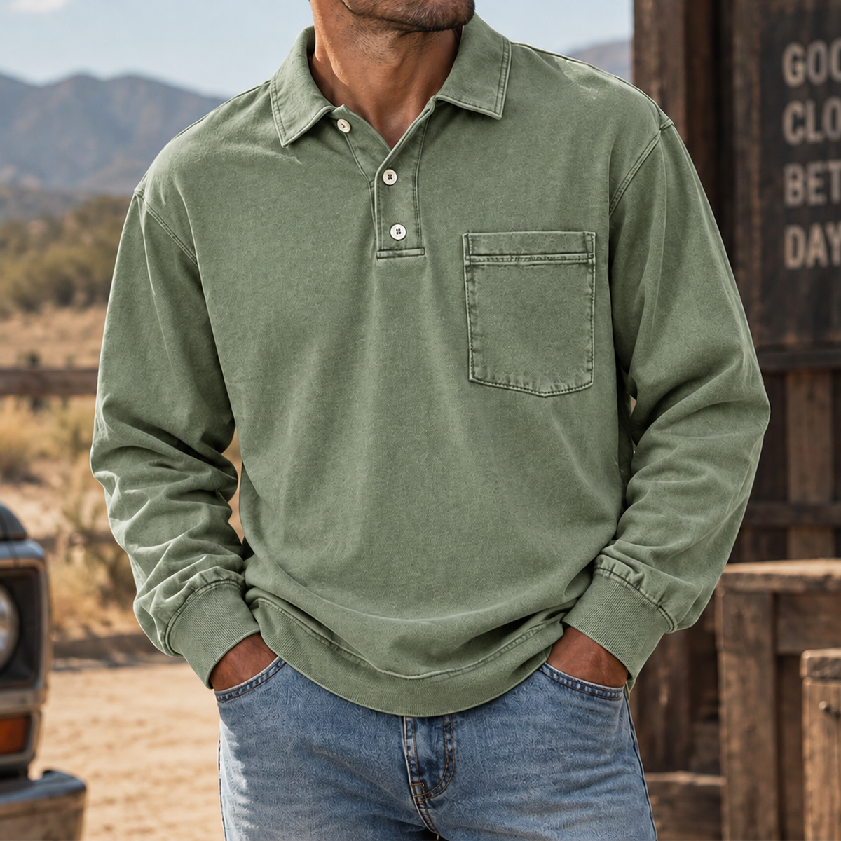 MIVANITY Vintage Forge Henley Shirt Rugged Heritage Style With Everyday Comfort