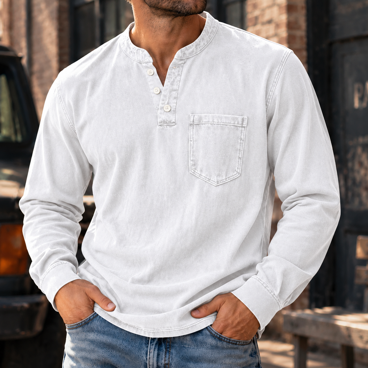 MIVANITY Vintage Forge Henley Shirt Rugged Style Meets Everyday Comfort