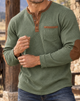 MIVANITY Vintage Ranch Waffle Henley Shirt Rugged Heritage Style With Timeless Comfort