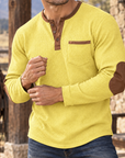 MIVANITY Vintage Ranch Waffle Henley Shirt Rugged Heritage Style With Timeless Comfort