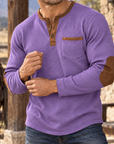 MIVANITY Vintage Ranch Waffle Henley Shirt Rugged Heritage Style With Timeless Comfort