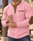 MIVANITY Vintage Ranch Waffle Henley Shirt Rugged Heritage Style With Timeless Comfort