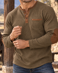 MIVANITY Vintage Ranch Waffle Henley Shirt Rugged Heritage Style With Timeless Comfort