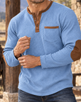 MIVANITY Vintage Ranch Waffle Henley Shirt Rugged Heritage Style With Timeless Comfort