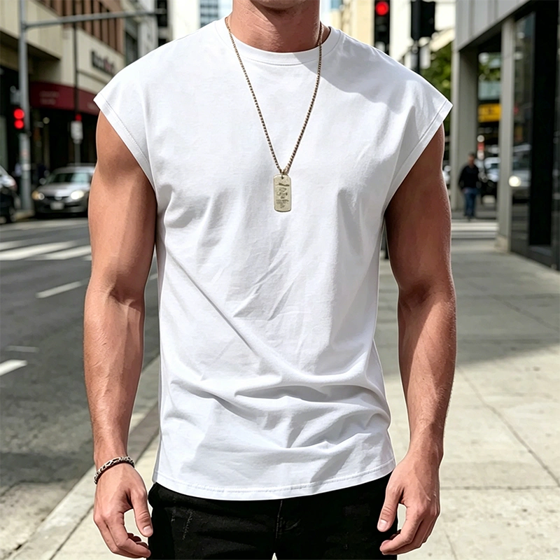 Men's Minimalist Drop Shoulder Sleeveless Tee