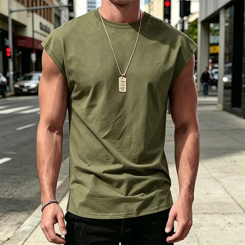 Men's Minimalist Drop Shoulder Sleeveless Tee