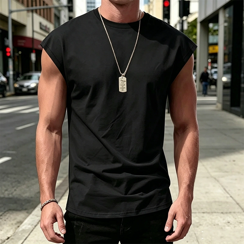 Men's Minimalist Drop Shoulder Sleeveless Tee
