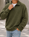 Mivanity Men's Textured Quarter Zip Pullover Casual Lightweight Stand Collar Sweatshirt