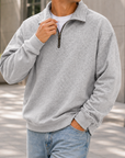 Mivanity Men's Textured Quarter Zip Pullover Casual Lightweight Stand Collar Sweatshirt