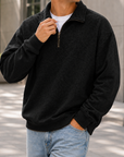 Mivanity Men's Textured Quarter Zip Pullover Casual Lightweight Stand Collar Sweatshirt