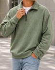 Mivanity Men's Textured Quarter Zip Pullover Casual Lightweight Stand Collar Sweatshirt
